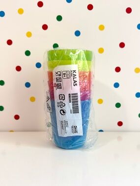 IKEA KALAS Bright Multi-Color Stackable Kids Plastic Cups ~ Discontinued